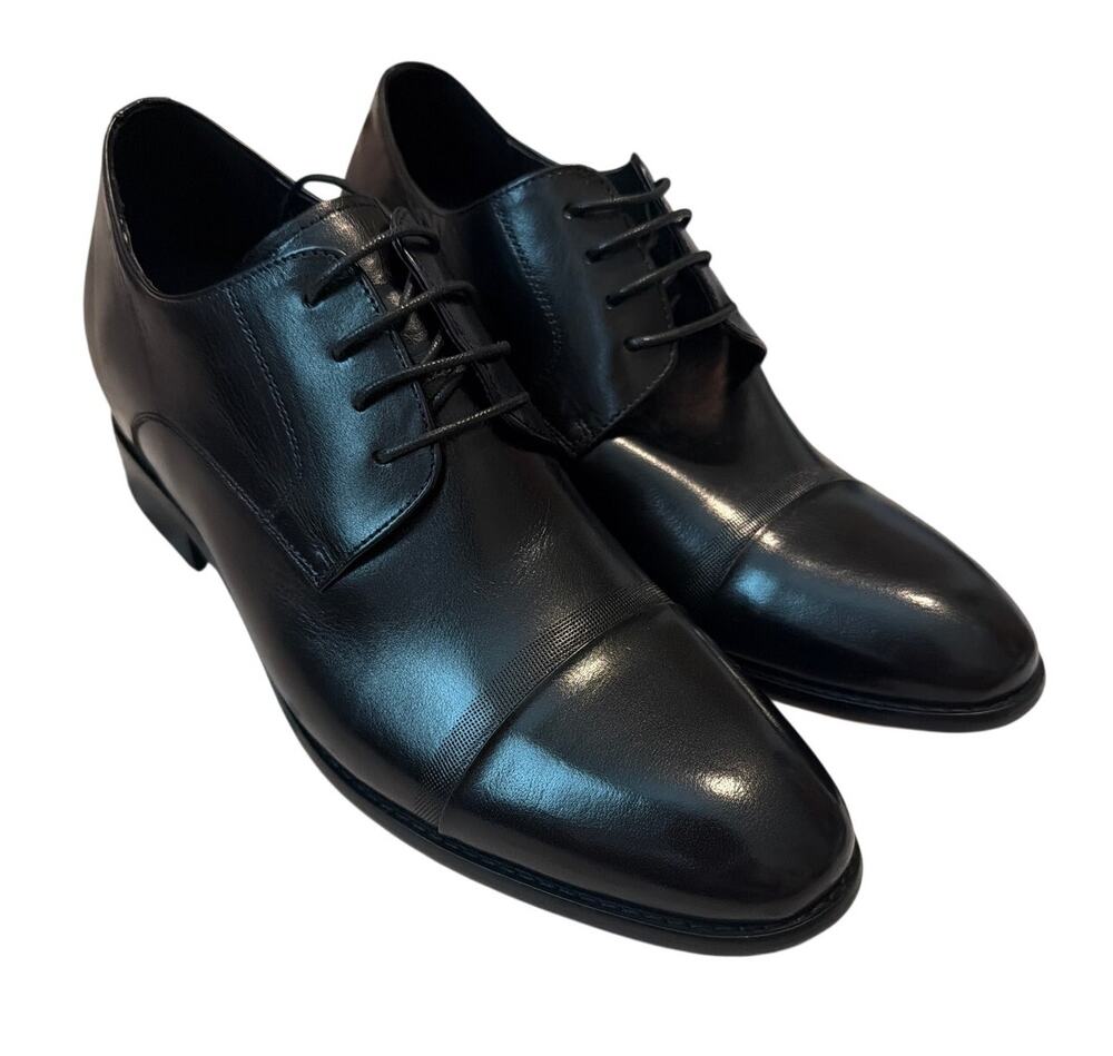 CALTO Men's Black Leather CapToe Oxford Elevator Shoes Size 11 Height Increasing
